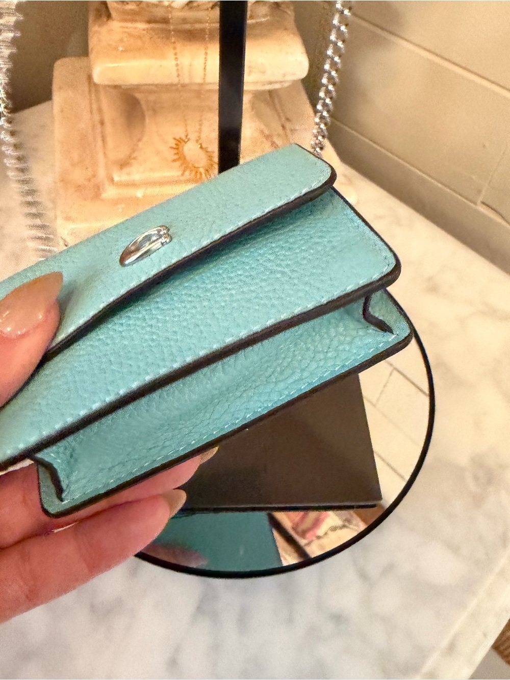 Coach Pebble Leather Mini Crossbody - Aqua Blue like new - Picture 9 of 17